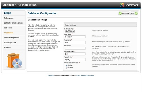 Configure the database.